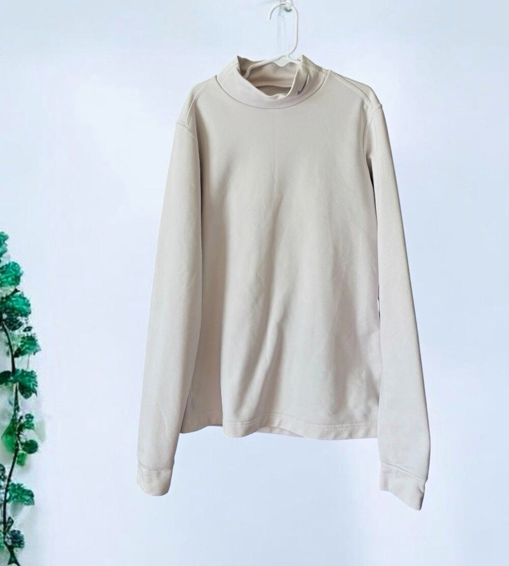 Nike FIT DRY Youth Size M 10-12 Unisex Mock Neck Long Sleeve Shirt White